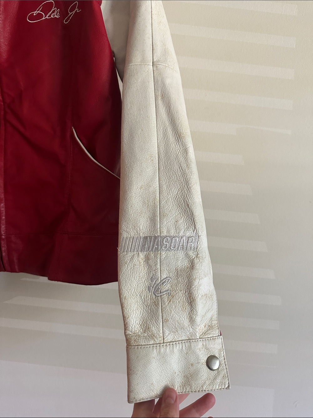 Wilsons Leather Red and White Racing-Style Leather Jacket - Picture 5 of 14